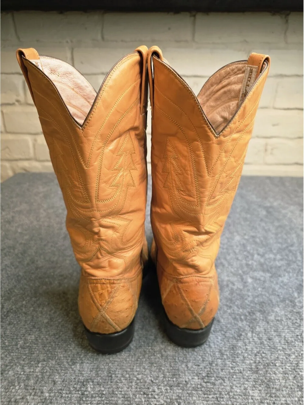 Vtg Rare Bull Rider Full Quill Ostrich Cowboy Boots Men's 9.5 E Exotic Yellow